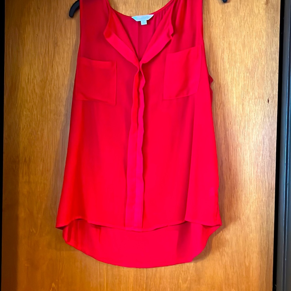 Charming Charlie sleeveless sheer front top Red size Large